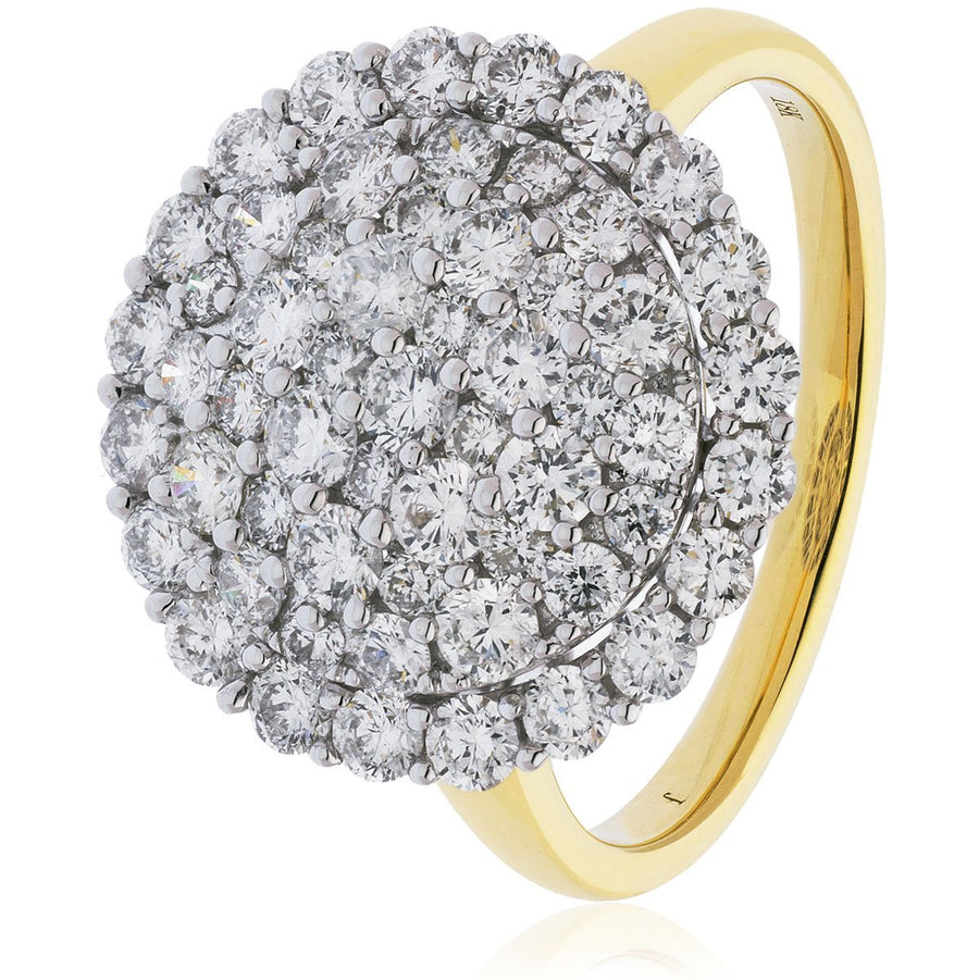 Diamond Cluster Ring 1.75ct F-VS Quality in 18k Yellow Gold - My Jewel World