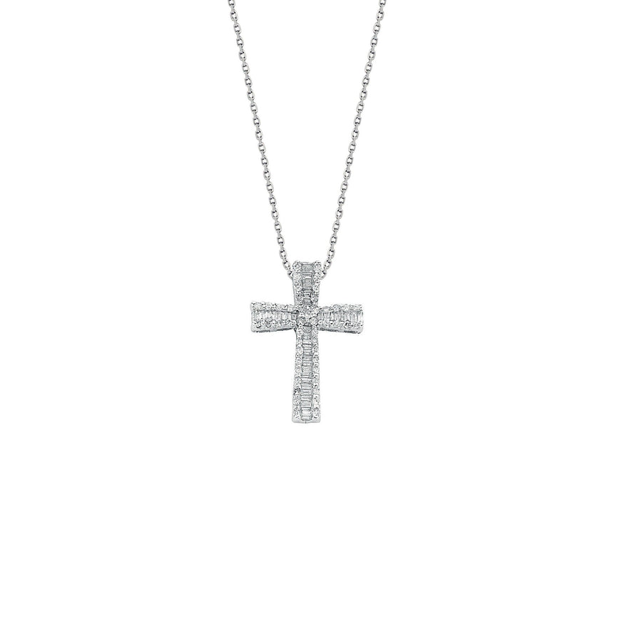 Diamond Cross Necklace 18 Inch 0.50ct H-SI Quality in 9K Yellow Gold - My Jewel World