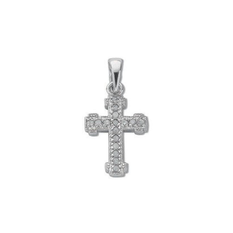 Diamond Cross Pendant Necklace 0.06ct H-SI in 9K Yellow Gold - My Jewel World