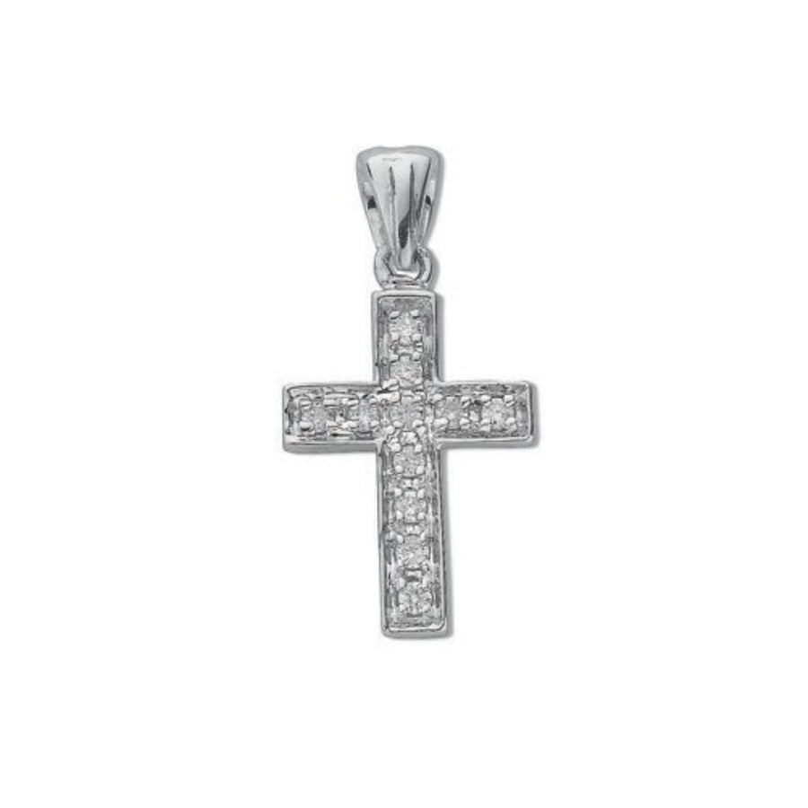 Diamond Cross Pendant Necklace 0.10ct H-SI in 9K Yellow Gold - My Jewel World