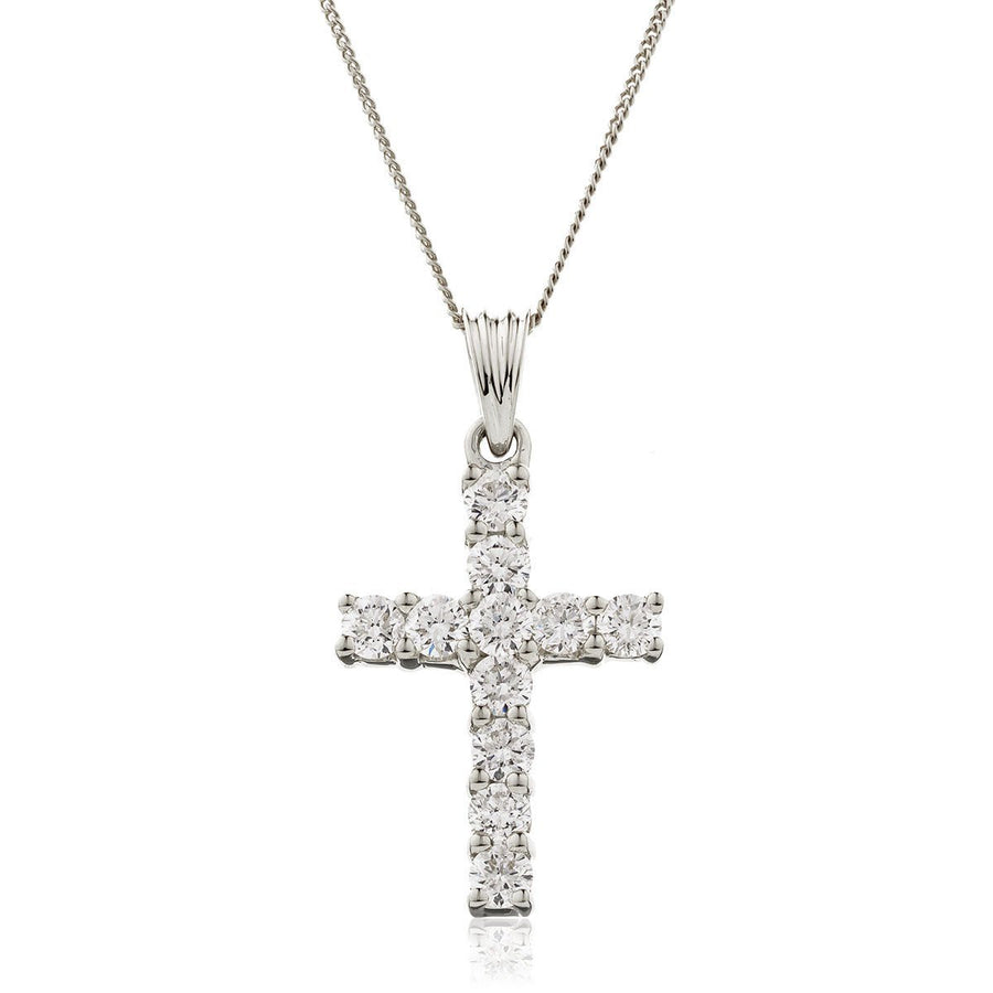 Diamond Cross Pendant Necklace 0.25ct F VS Quality in 18k White Gold - My Jewel World