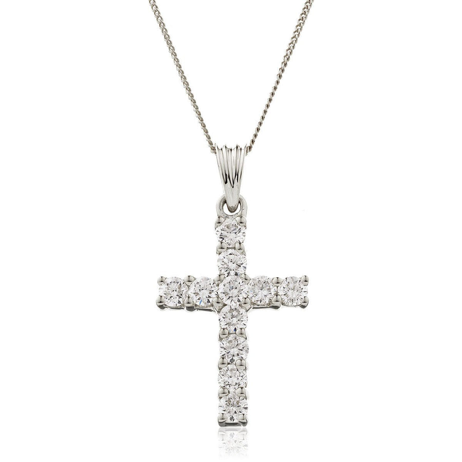 Diamond Cross Pendant Necklace 0.25ct G SI Quality in 18k White Gold - My Jewel World