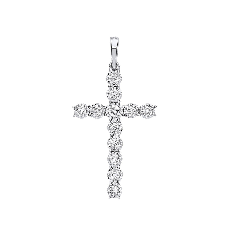 Diamond Cross Pendant Necklace 0.27ct H-SI in 9K Yellow Gold - My Jewel World