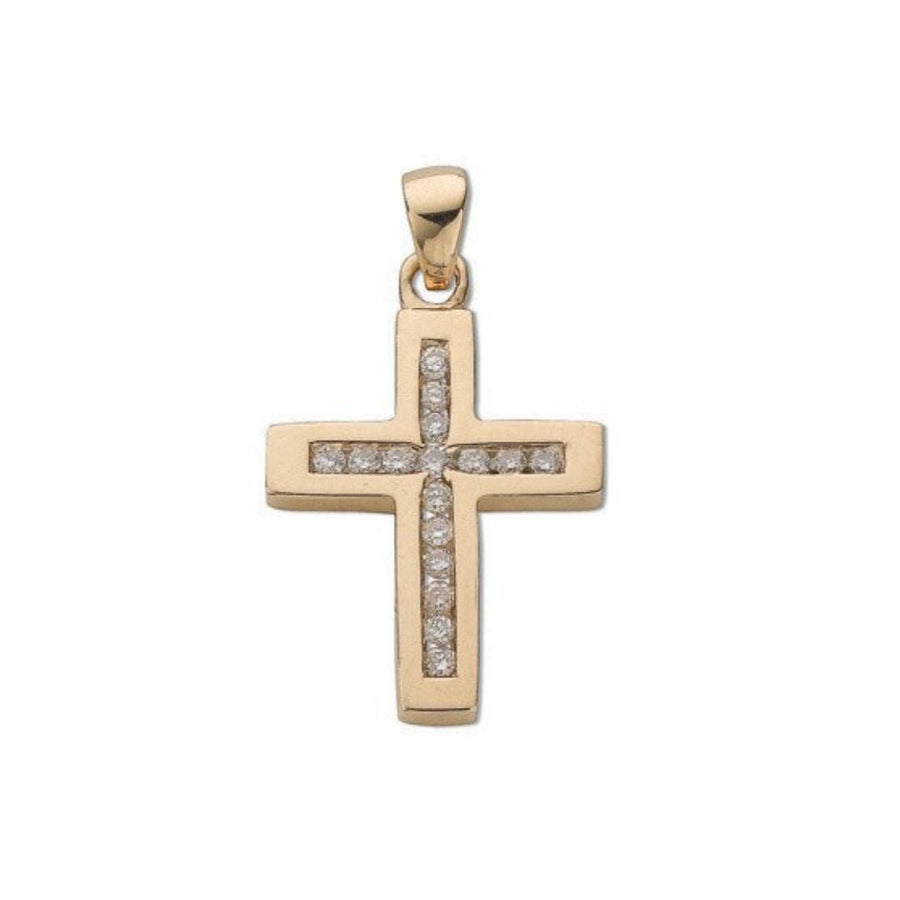 Diamond Cross Pendant Necklace 0.32ct H-SI in 9K Yellow Gold - My Jewel World