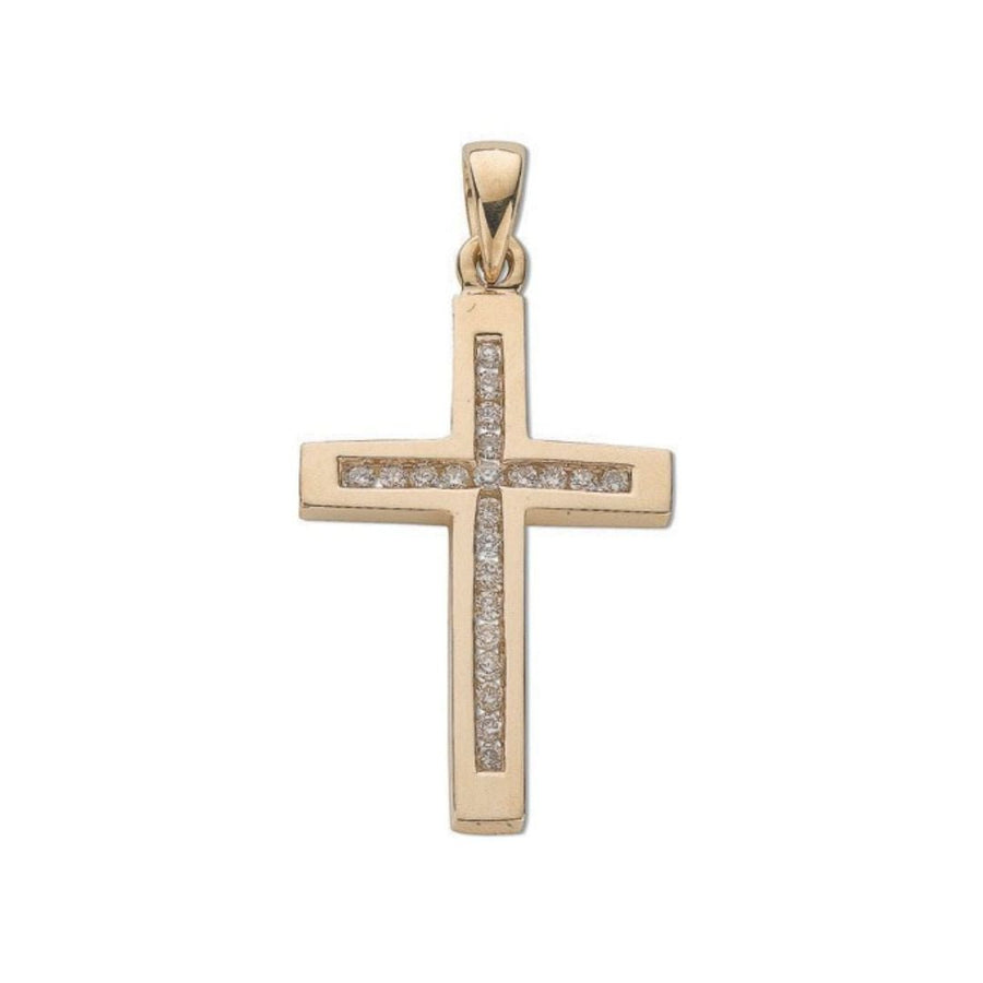 Diamond Cross Pendant Necklace 0.35ct H-SI in 9K Yellow Gold - My Jewel World