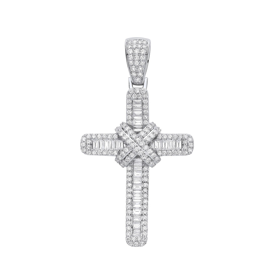Diamond Cross Pendant Necklace 2.00ct H-SI in 18K White Gold - My Jewel World