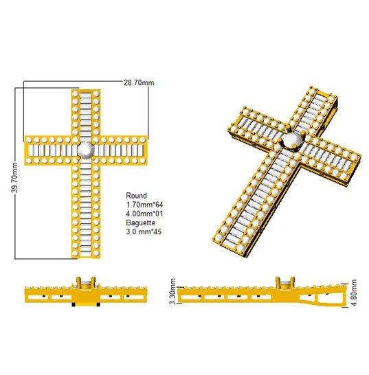 Diamond Cross Pendant Necklace 3.00ct F VS Quality in 18k Rose Gold - My Jewel World