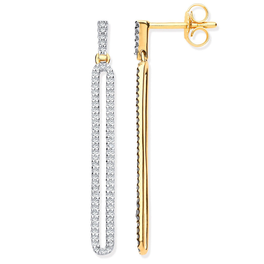 Diamond Drop Earrings 0.25ct H-SI Quality 9K Set in Yellow Gold - My Jewel World