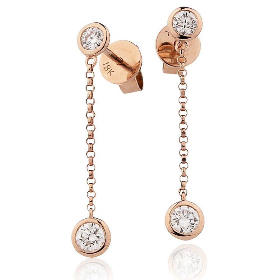 Diamond Drop Earrings 0.55ct F VS Quality in 18k Rose Gold - My Jewel World