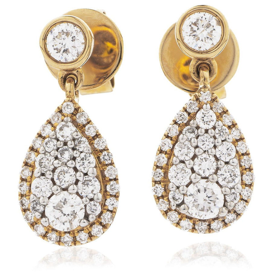 Diamond Drop Earrings 0.70ct F VS Quality in 18k Rose Gold - My Jewel World