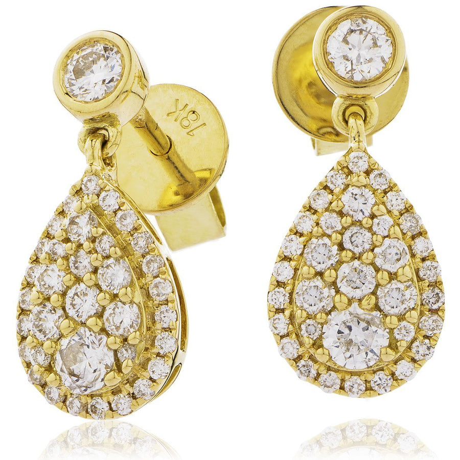 Diamond Drop Earrings 0.70ct F VS Quality in 18k Yellow Gold - My Jewel World