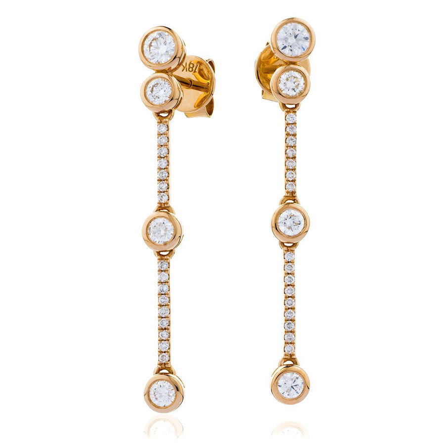 Diamond Drop Earrings 0.75ct F VS Quality in 18k Rose Gold - My Jewel World