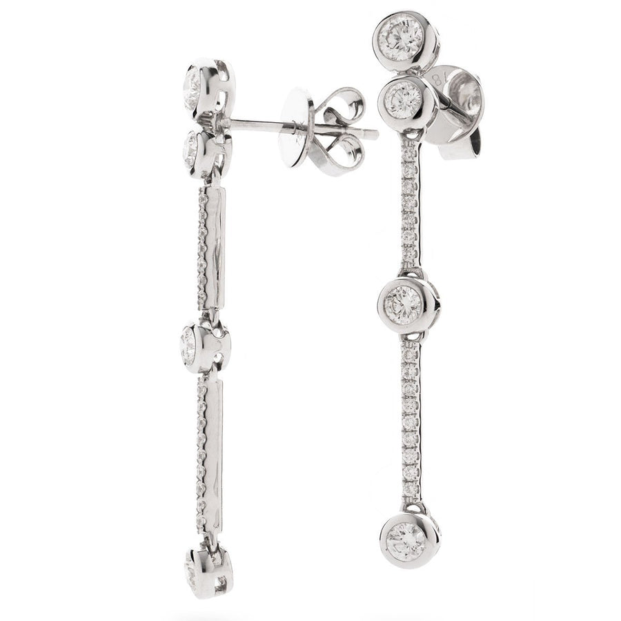 Diamond Drop Earrings 0.75ct F VS Quality in 18k White Gold - My Jewel World