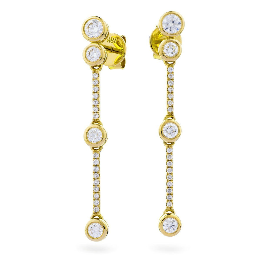 Diamond Drop Earrings 0.75ct F VS Quality in 18k Yellow Gold - My Jewel World