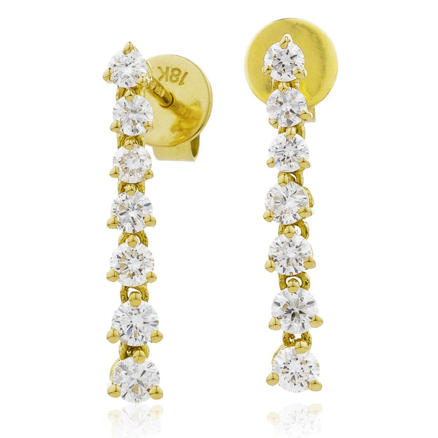 Diamond Drop Earrings 0.75ct F VS Quality in 18k Yellow Gold - My Jewel World
