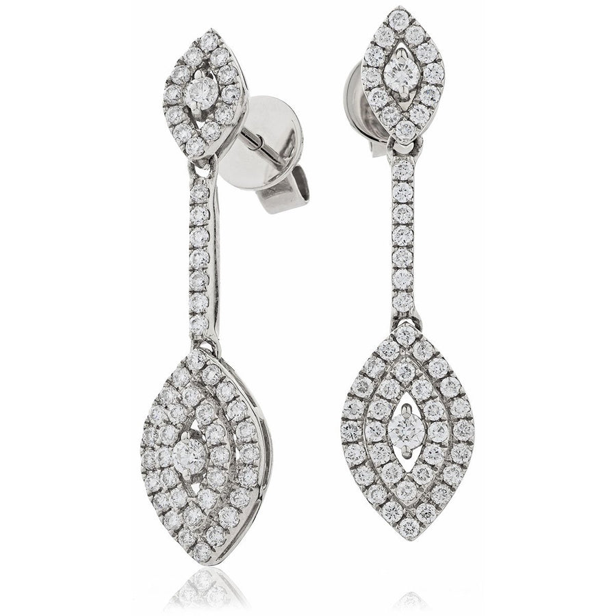 Diamond Drop Earrings 0.80ct F VS Quality in 18k White Gold - My Jewel World