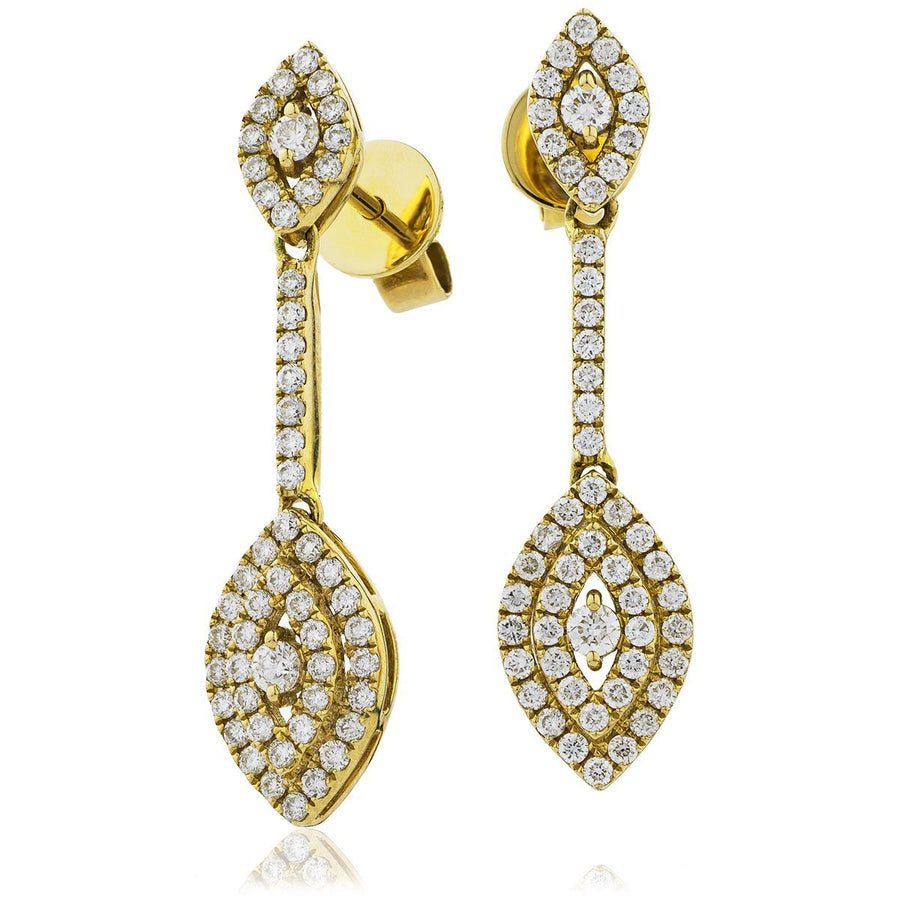 Diamond Drop Earrings 0.80ct F VS Quality in 18k Yellow Gold - My Jewel World