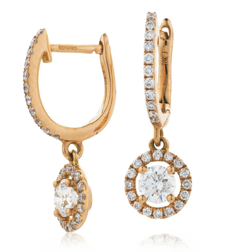 Diamond Drop Earrings 0.85ct F VS Quality in 18k Rose Gold - My Jewel World
