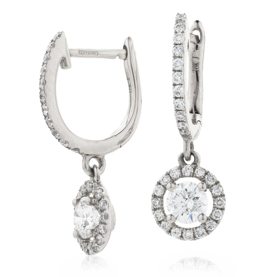 Diamond Drop Earrings 0.85ct F VS Quality in 18k White Gold - My Jewel World