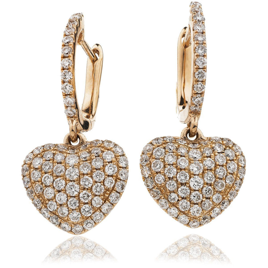Diamond Drop Earrings 0.90ct F VS Quality in 18k Rose Gold - My Jewel World