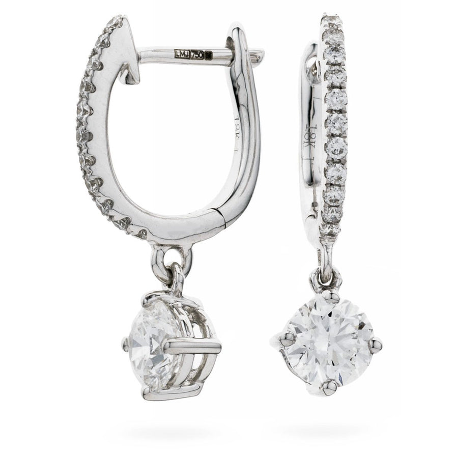 Diamond Drop Earrings 0.95ct F VS Quality in 18k White Gold - My Jewel World