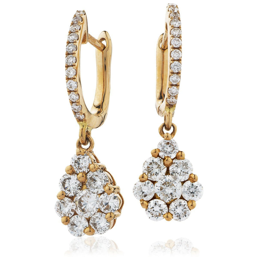 Diamond Drop Earrings 1.00ct F VS Quality in 18k Rose Gold - My Jewel World