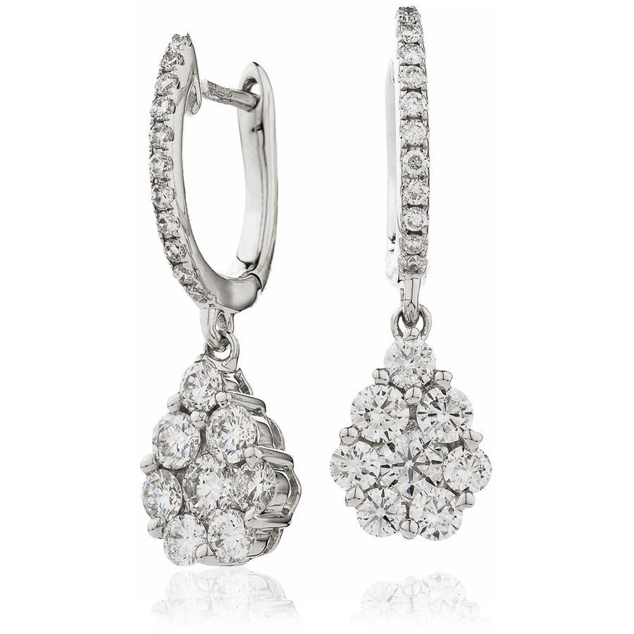 Diamond Drop Earrings 1.00ct F VS Quality in 18k White Gold - My Jewel World