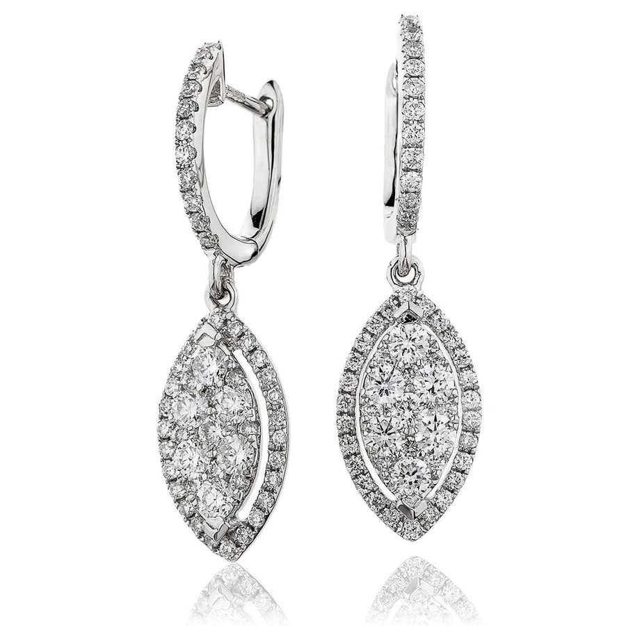 Diamond Drop Earrings 1.00ct F VS Quality in 18k White Gold - My Jewel World