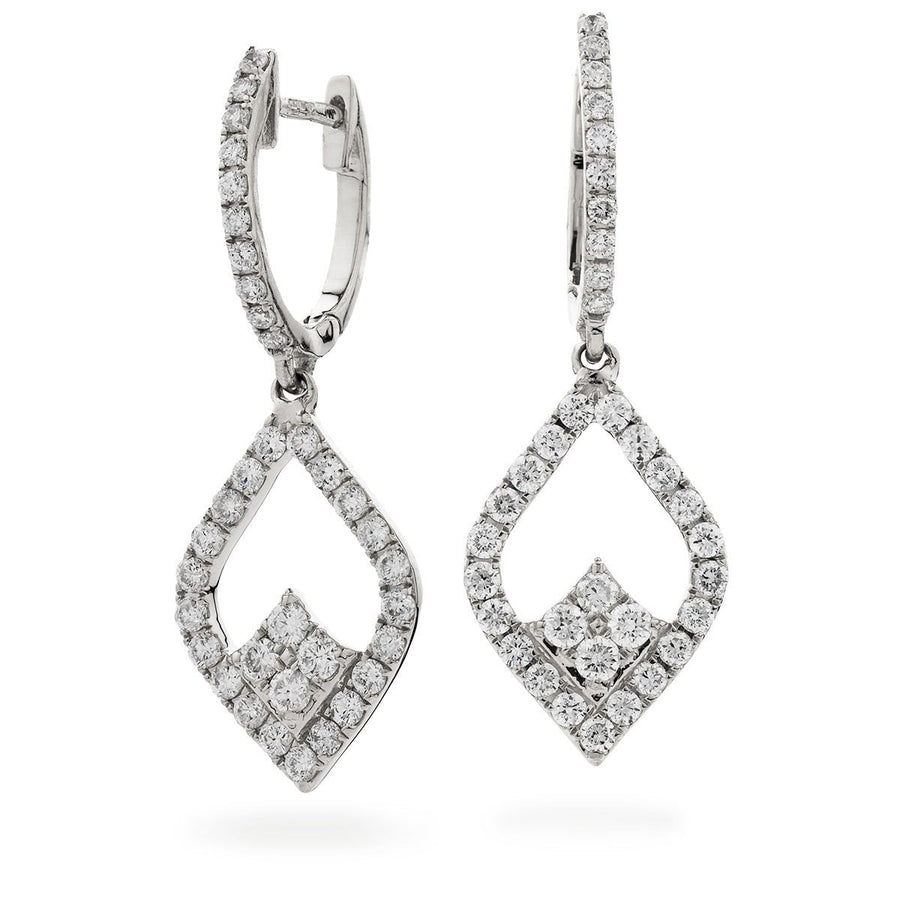 Diamond Drop Earrings 1.00ct F VS Quality in 18k White Gold - My Jewel World