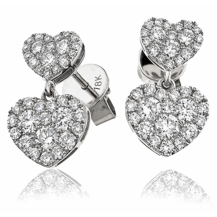 Diamond Drop Earrings 1.05ct F VS Quality in 18k White Gold - My Jewel World