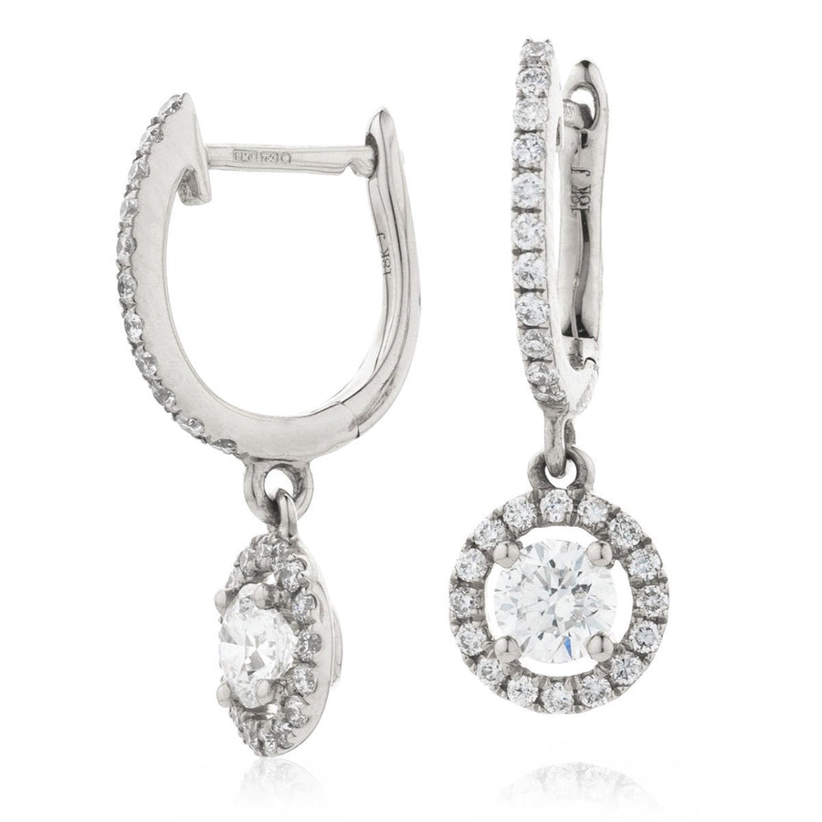 Diamond Drop Earrings 1.05ct F VS Quality in 18k White Gold - My Jewel World