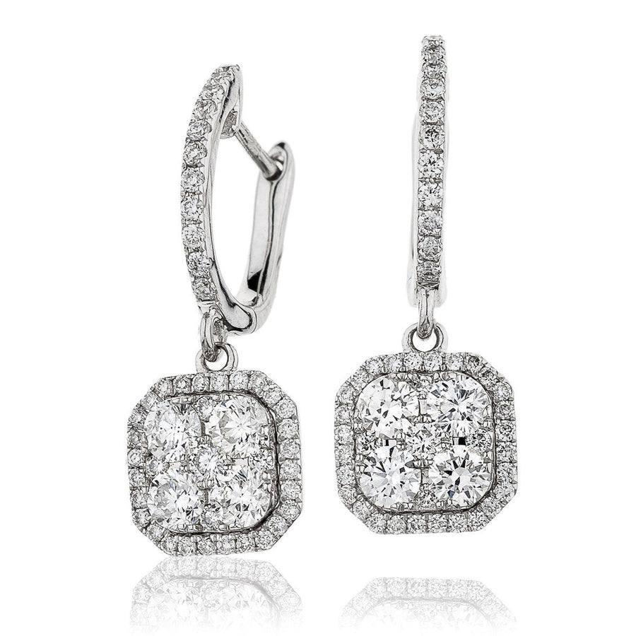 Diamond Drop Earrings 1.10ct F VS Quality in 18k White Gold - My Jewel World