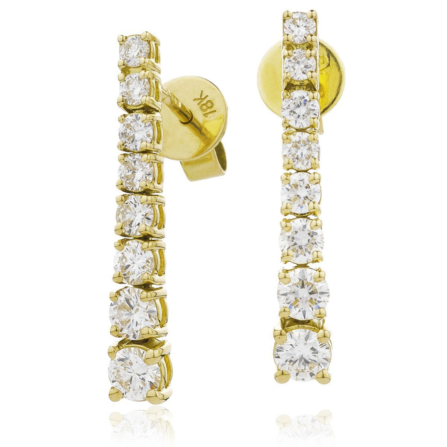 Diamond Drop Earrings 1.10ct F VS Quality in 18k Yellow Gold - My Jewel World