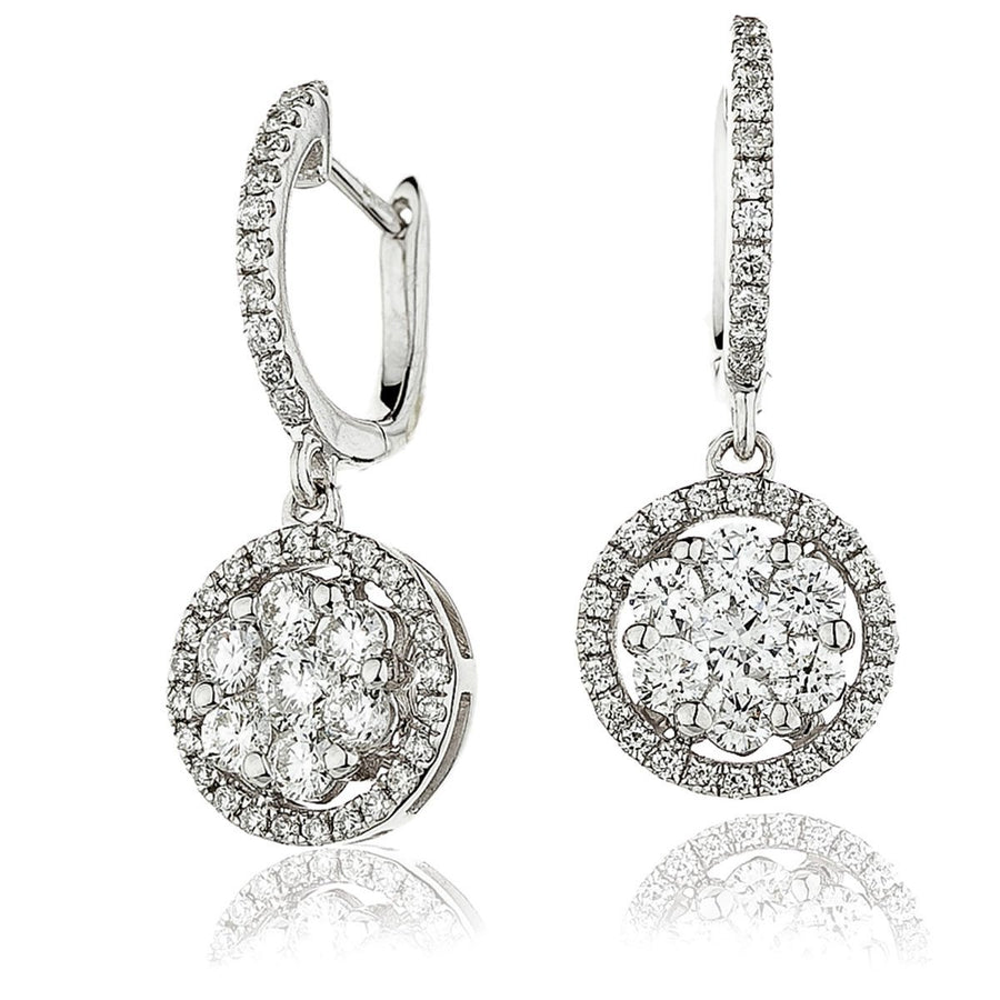 Diamond Drop Earrings 1.15ct F VS Quality in 18k White Gold - My Jewel World