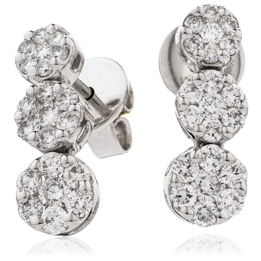Diamond Drop Earrings 1.20ct F VS Quality in 18k White Gold - My Jewel World