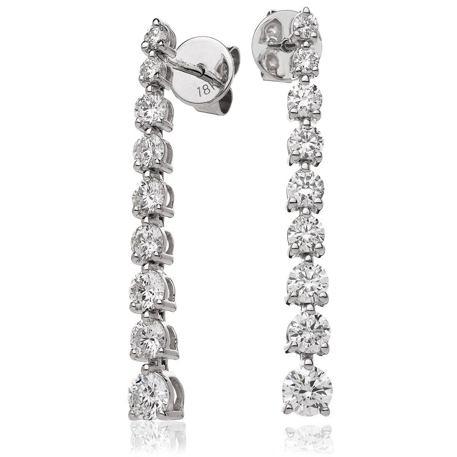 Diamond Drop Earrings 1.25ct F VS Quality in 18k White Gold - My Jewel World