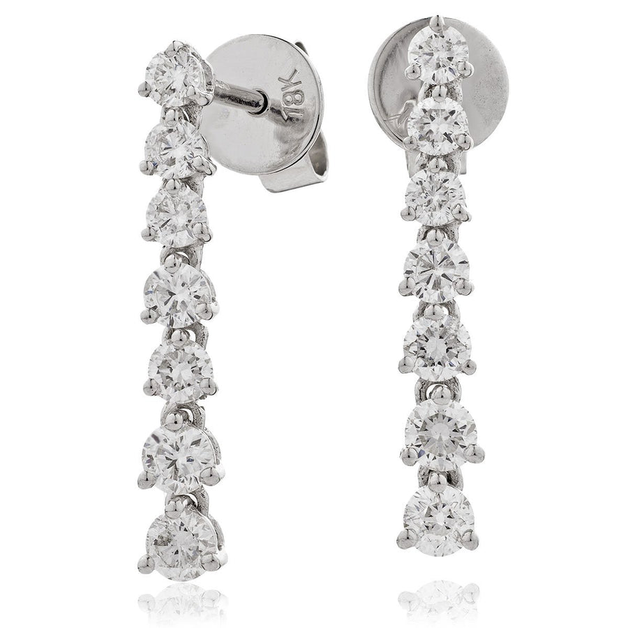 Diamond Drop Earrings 1.25ct F VS Quality in 18k White Gold - My Jewel World