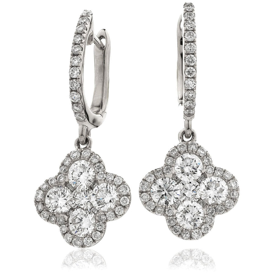 Diamond Drop Earrings 1.35ct F VS Quality in 18k White Gold - My Jewel World