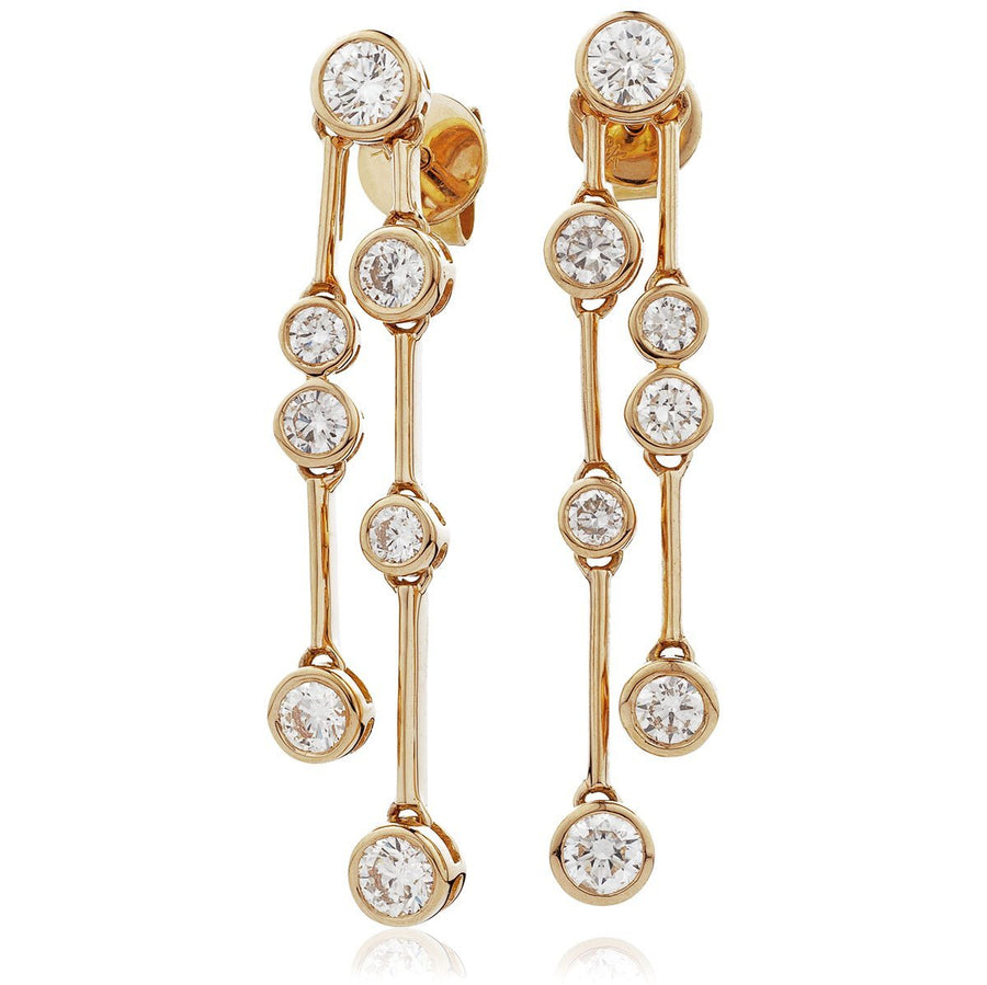 Diamond Drop Earrings 1.40ct F VS Quality in 18k Rose Gold - My Jewel World