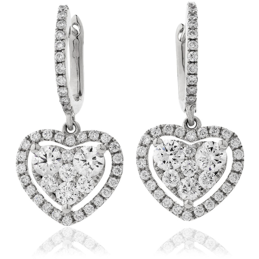 Diamond Drop Earrings 1.40ct F VS Quality in 18k White Gold - My Jewel World