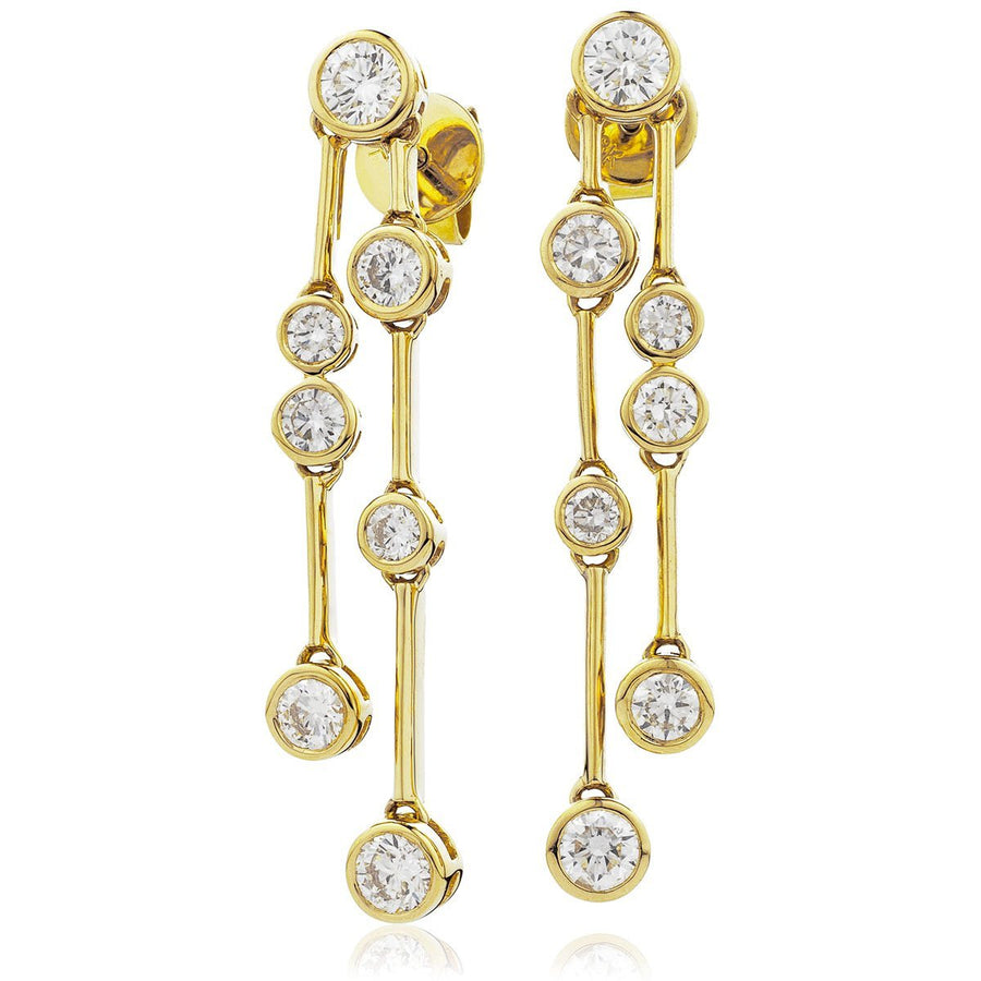 Diamond Drop Earrings 1.40ct F VS Quality in 18k Yellow Gold - My Jewel World