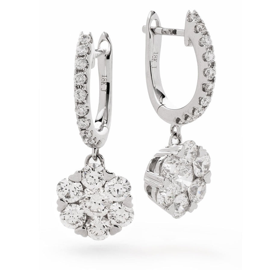 Diamond Drop Earrings 1.50ct F VS Quality in 18k White Gold - My Jewel World