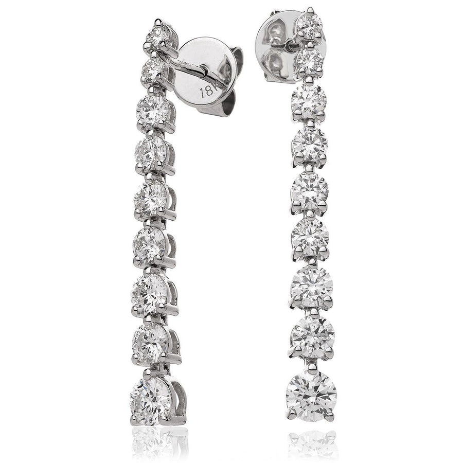 Diamond Drop Earrings 1.50ct F VS Quality in 18k White Gold - My Jewel World