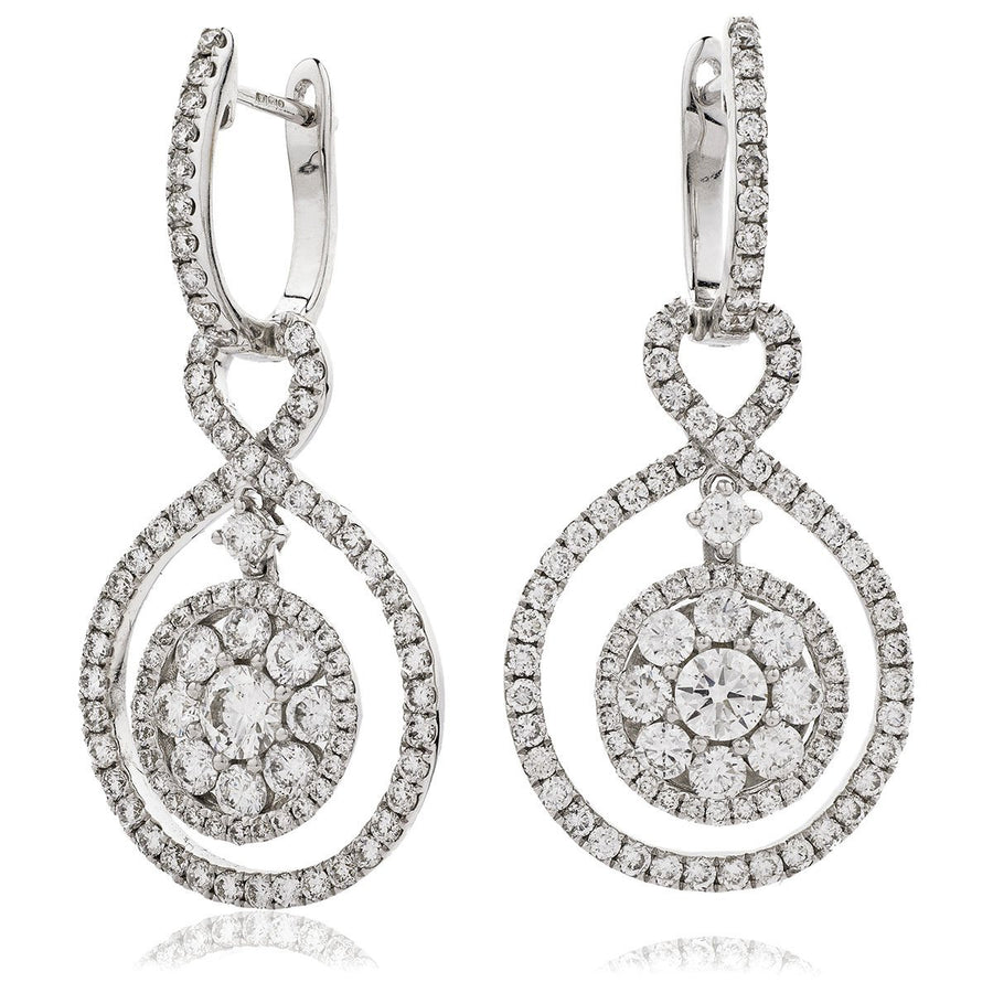 Diamond Drop Earrings 1.65ct F VS Quality in 18k White Gold - My Jewel World