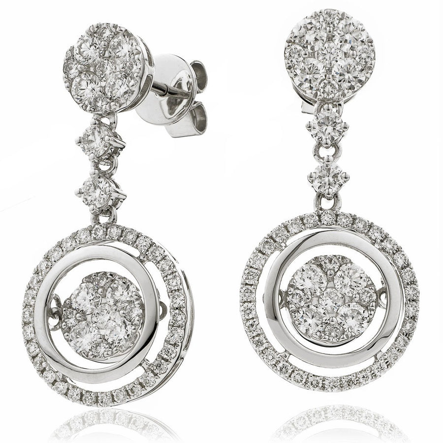 Diamond Drop Earrings 1.85ct F VS Quality in 18k White Gold - My Jewel World