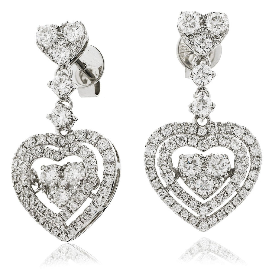 Diamond Drop Earrings 1.85ct F VS Quality in 18k White Gold - My Jewel World
