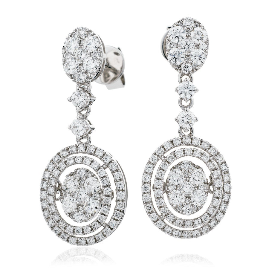 Diamond Drop Earrings 1.90ct F VS Quality in 18k White Gold - My Jewel World