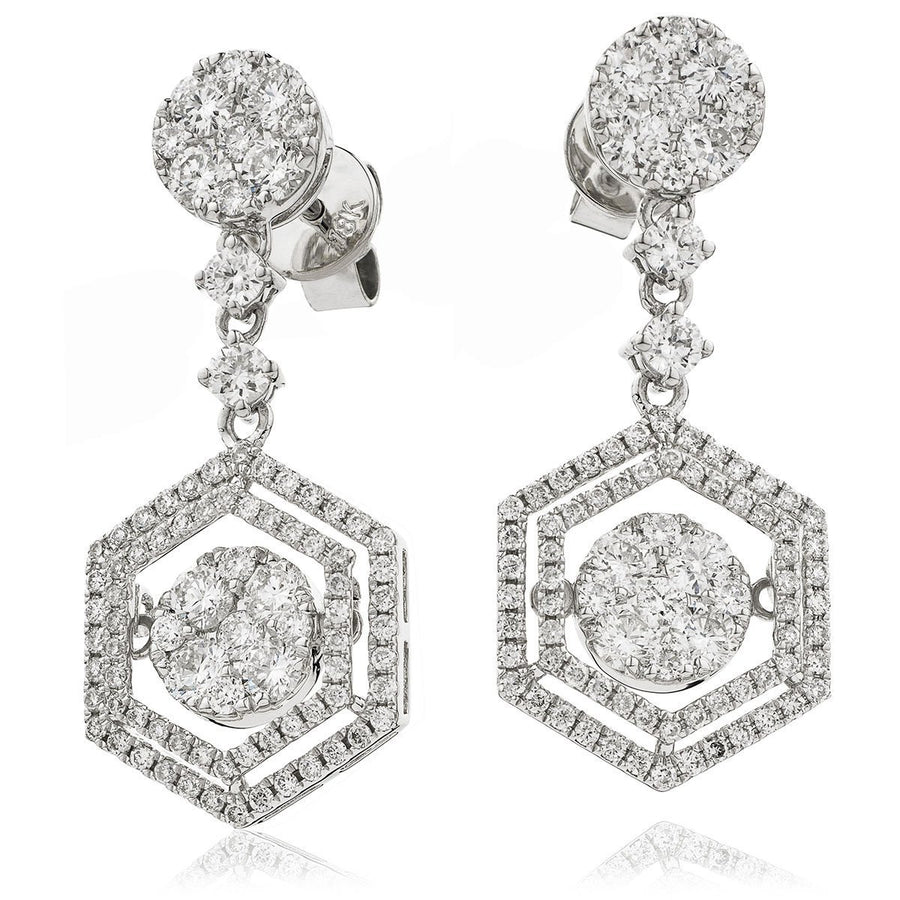 Diamond Drop Earrings 2.00ct F VS Quality in 18k White Gold - My Jewel World