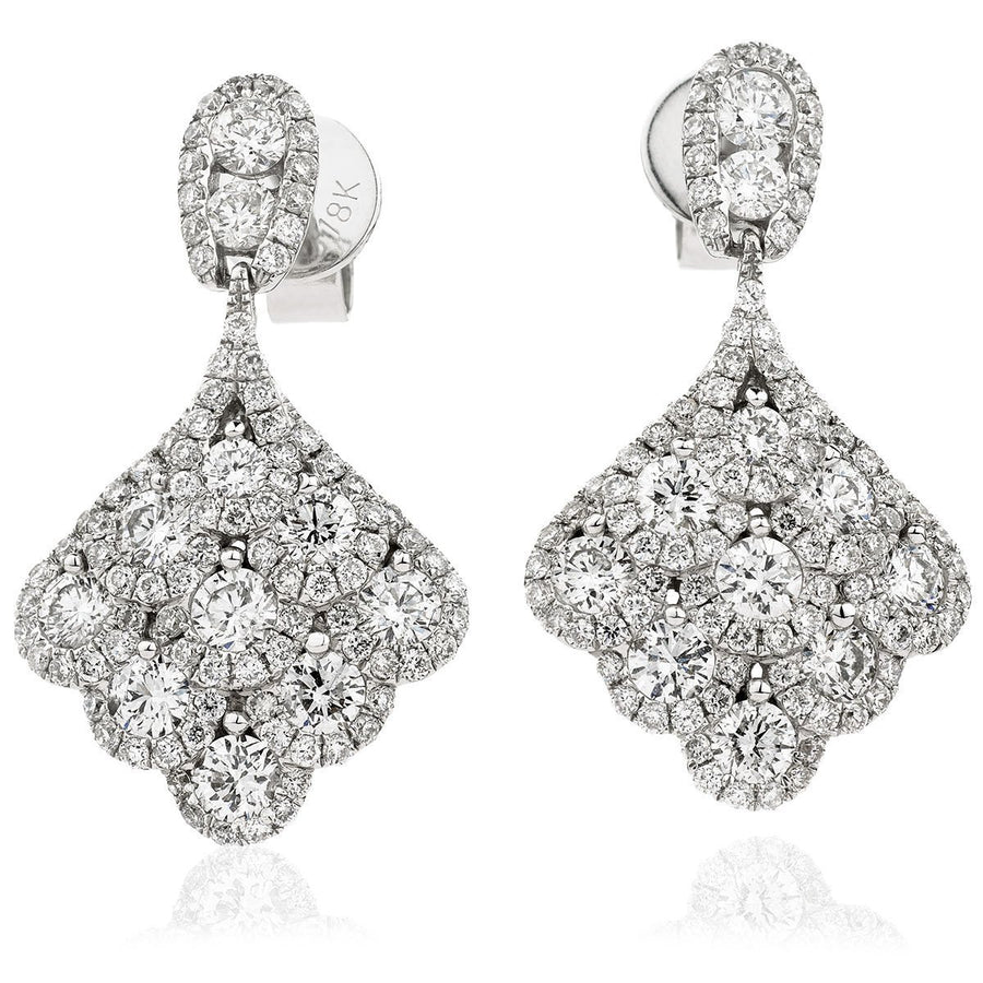 Diamond Drop Earrings 2.00ct F VS Quality in 18k White Gold - My Jewel World