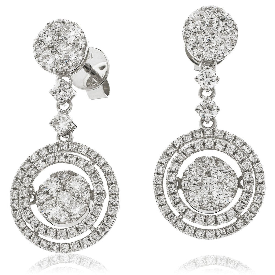 Diamond Drop Earrings 2.25ct F VS Quality in 18k White Gold - My Jewel World